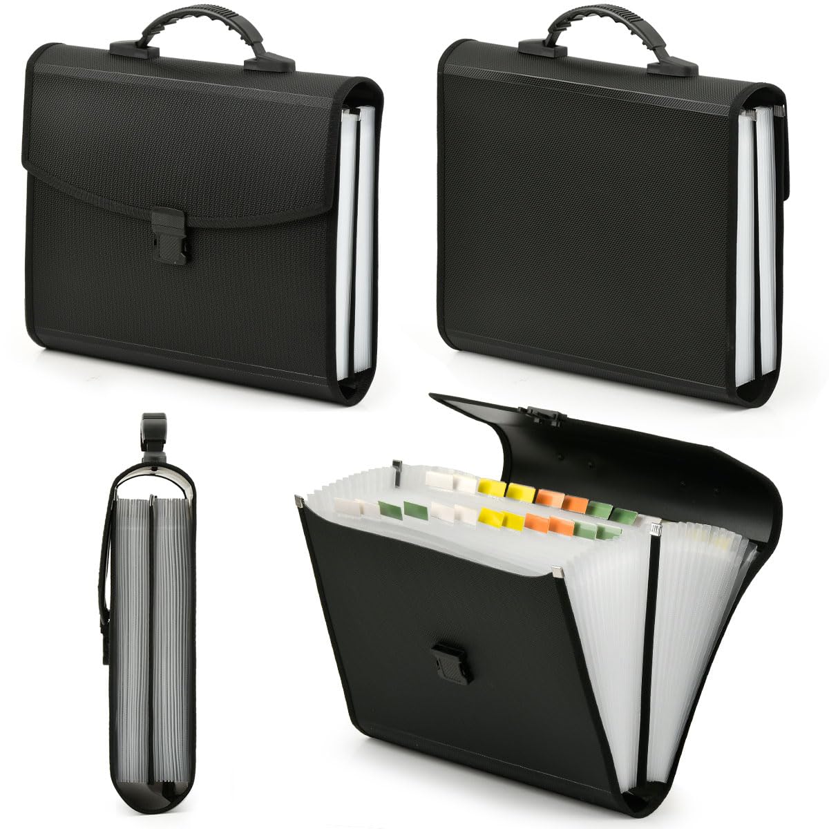 BATINO 26 Pockets Expanding File Folder, Document Folder A4 Storage Accordion File Organiser with Handle, Document Organiser A4 Expandable for School Office Home (Black) - Image 3