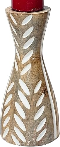 Miniatura 5 de Juego de 3 portavelas de madera de mango rústico  Portavelas hecho a mano para decoración del hogar (juego de llama divina)