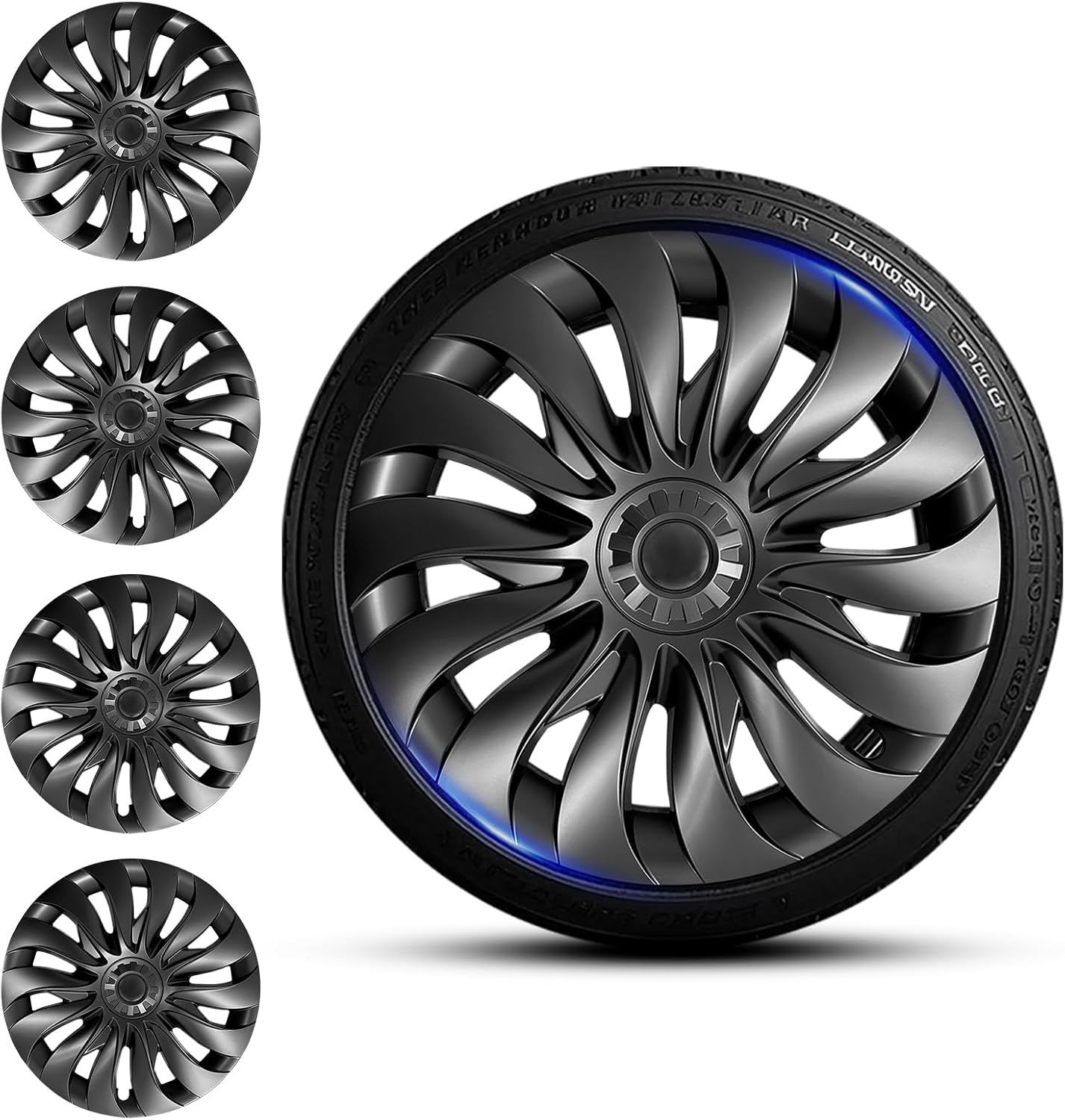 18 inch Wheel Cover for Model 3 Highland (2023 2024 2025) Hubcaps Model 3 Highland 4PCS Matte Black 18" Hub caps Wheel Hub Covers with Center Caps for Model 3 Highland