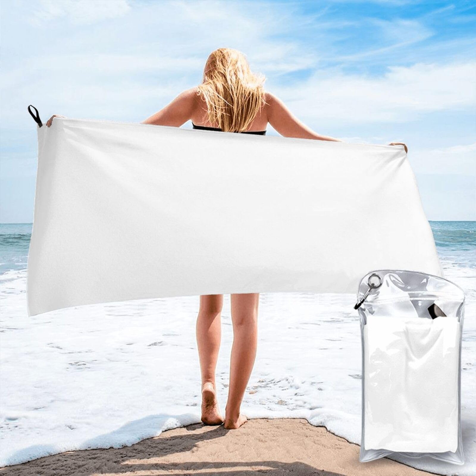 OKMIJNUHBY Quick Dry Towel, Quick Dry Towels For Adults Microfibre Printed With Carry Bag & Carabiner Lightweight Absorbent Towel For Gym Travel Beach Camping Hiking
