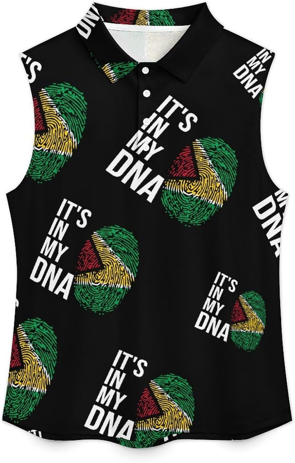 It's in My DNA Guyana Flag Womens Golf Shirts Sleeveless Polo Shirts Collared Tank Tops
