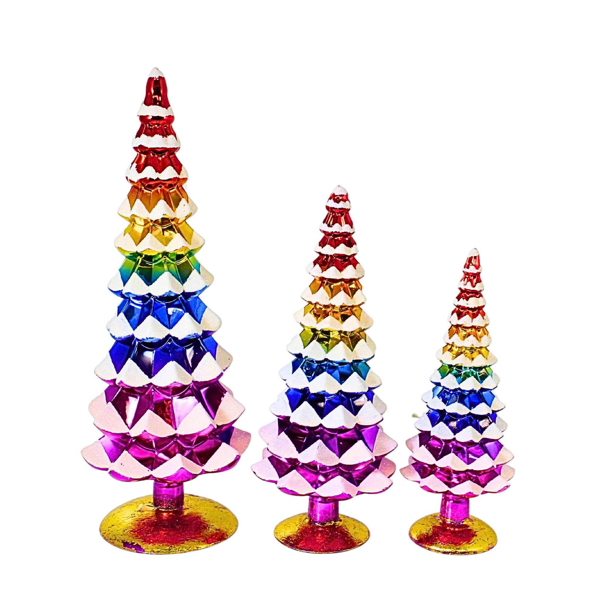 Cody Foster Rainbow Gradient Trees Set / 3 Glass Decor Decorate Mantle - 3 Glass Trees 16 Inches - Cd1809r - Multicolored