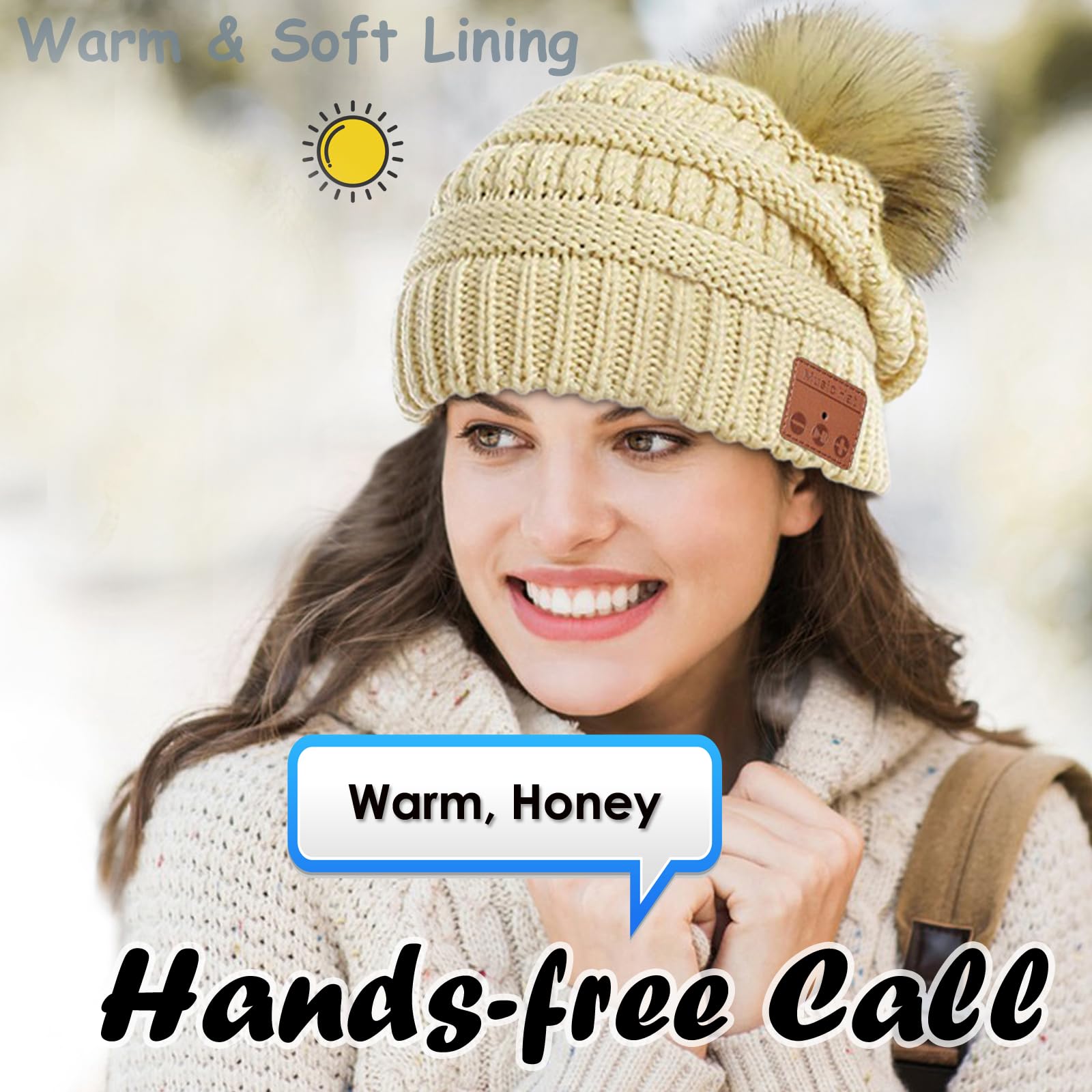 Wireless Headphone Beanie Smart Tech Winter Hat Warm Hands-Free Music Amazon.com: Wireless Hat Music Beanie with Headphones Smart  main image 4