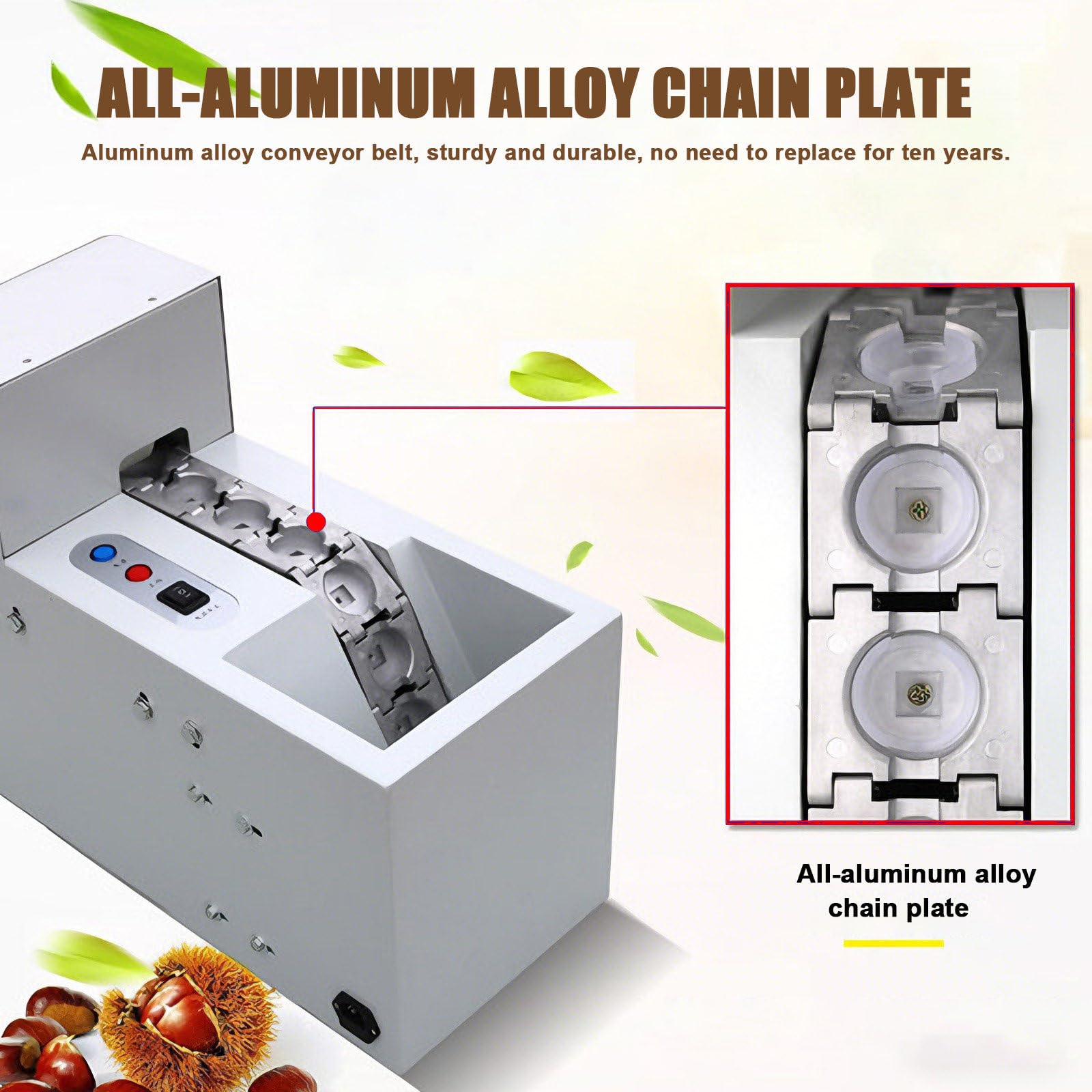 Automatyczna Maszyna Do Krojenia Kasztanów, Elektryczny Krakers 500/390 W, Z 2 Zestawami Foremek, Regulowanym Krojeniem 0,5-2,5 Mm, Wykonany Z Silikonu Spożywczego Singlechain