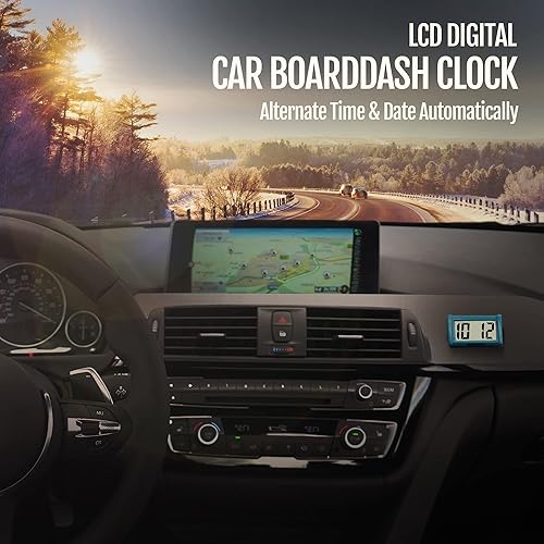 Miniatura 2 de Betus - Reloj digital para tablero de automóvil, reloj adhesivo para vehículo con pantalla LCD gigante que muestra día y hora, para tablero y