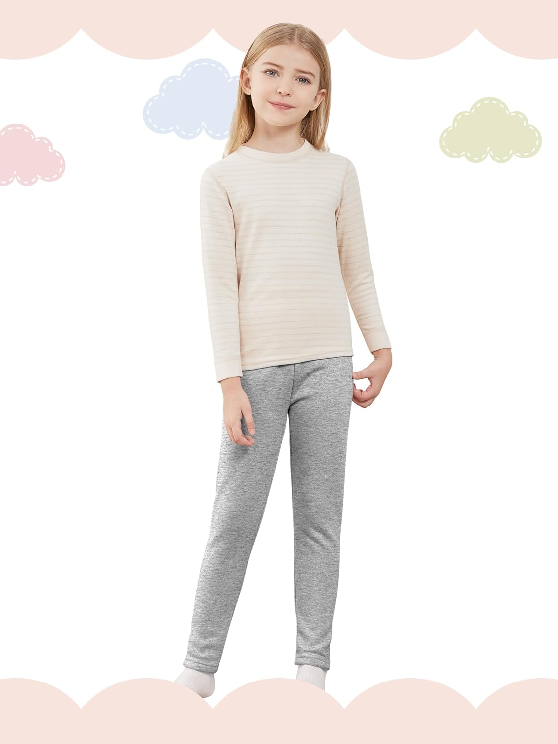 Girls Fleece Lined Leggings Cotton Kids Winter Warm Leggings Thick Thermal Tights Pants - Image 2
