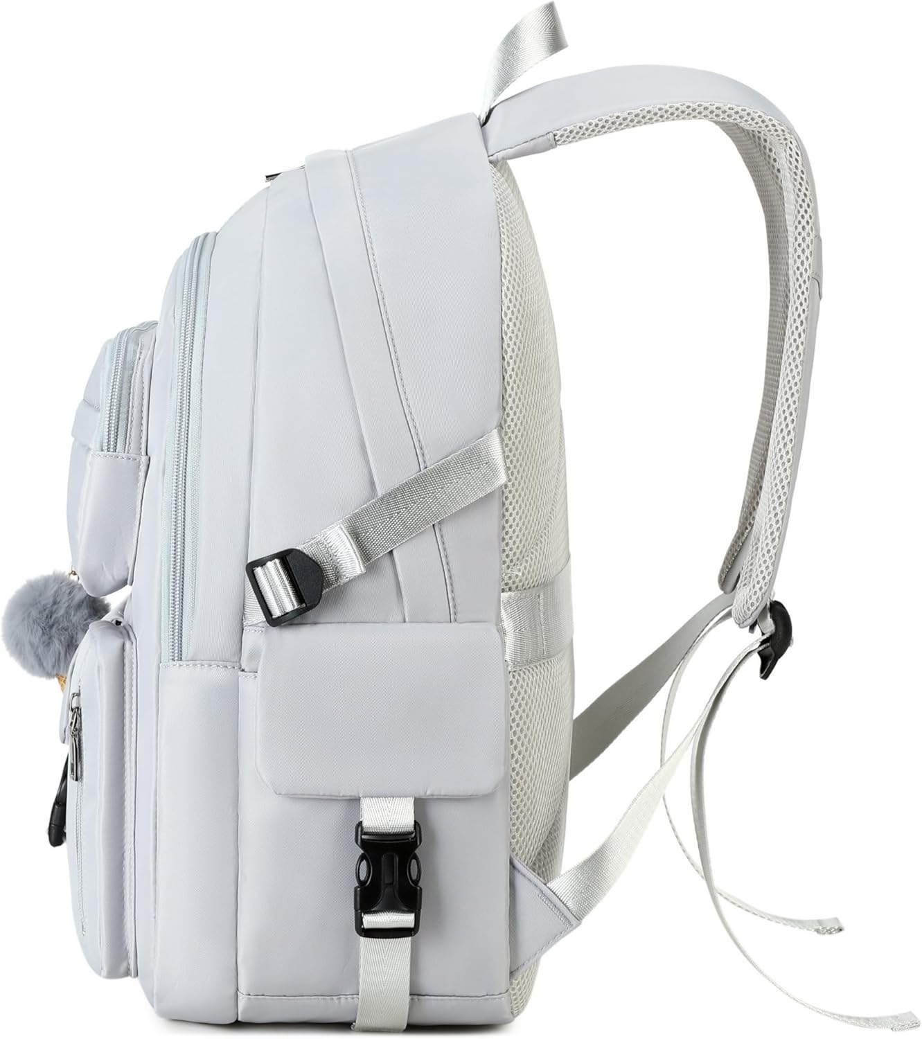 Girls Backpack Stylish Schoolbag Set for College or High Student Laptop Backpack for Women Grey - Image 6