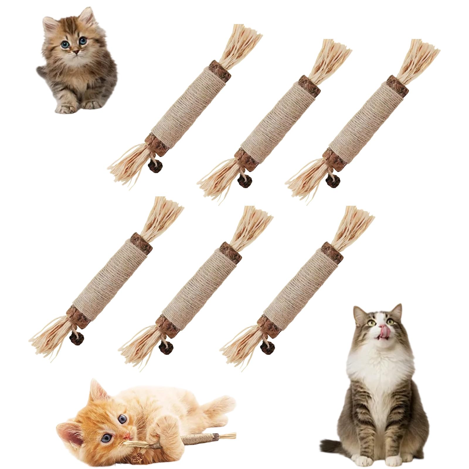 Puriq Natural Silvervine Dental Sticks, Scratch and Bite Resistant Cat Chew Toy for Teeth Cleaning, Interactive Kitten Chew Playthings, Edible Kitty Lick Toys for Indoor Cats & Kittens (Large,6PCS)