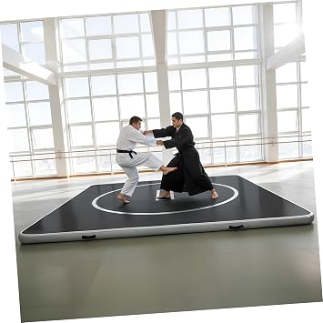10ft x 10ft x 4" Inflatable Wrestling Mat, PVC Waterproof Roll-Up Training Mat with Pump & Carry Bag, Safe Cushion Mat for Home/Gym/Outdoor, Ideal for Yoga, Jiu Jitsu, Gymnastics, BJJ, MMA, Taekwondo