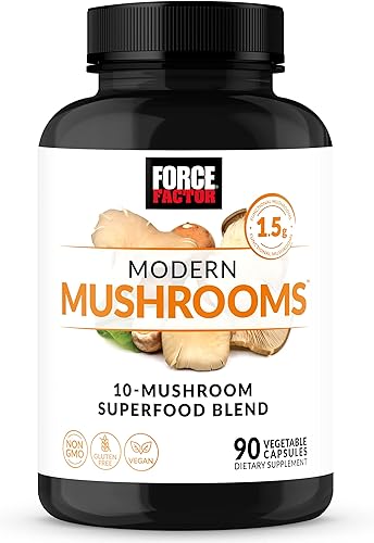 Force Factor Cápsulas de hongos modernos suplemento de hongos para apoyar la energía el enfoque la inmunidad y la digestión con Cordyceps cola de