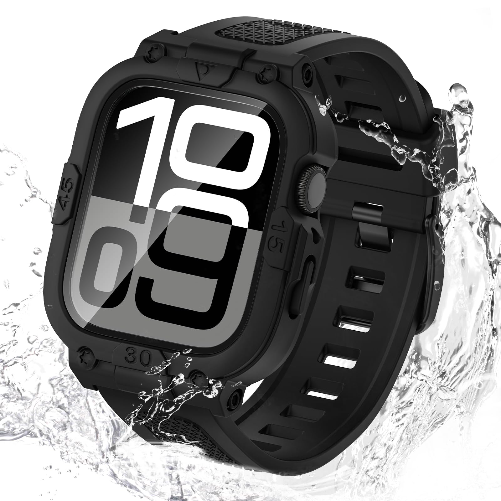 Neitra Wodoodporne etui 3 w 1 360° do zegarka Apple Watch Series 10, ochraniacz ekranu z paskiem, zapasowy pasek do zegarka sportowego, wytrzymałe ochronne etui ochronne do iWatch