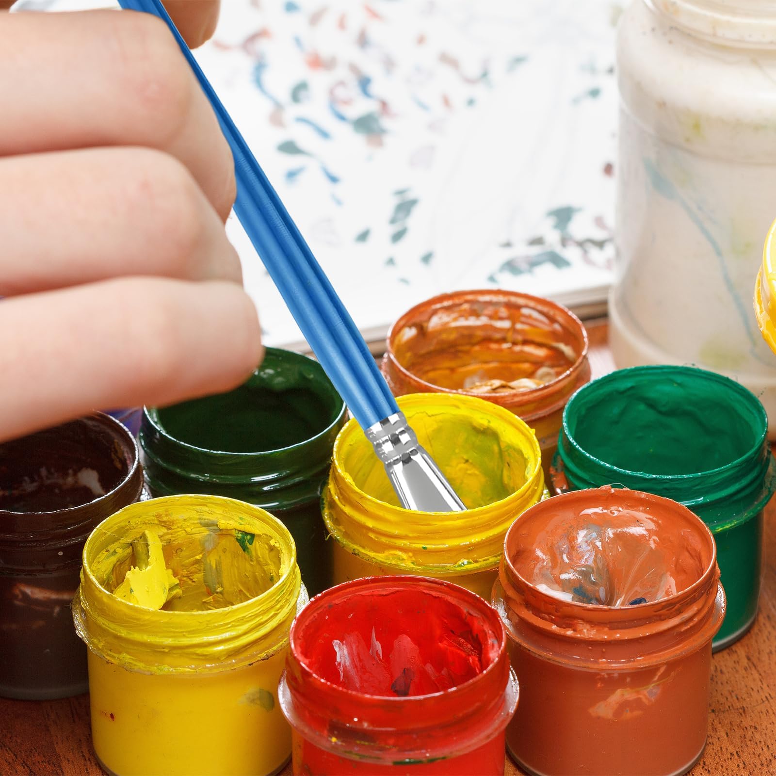 Set De 4 Pinceaux éventail En Bois De Bouleau – Pour Acrylique, Aquarelle Et Cartes De Vœux – Prise En Main Confortable