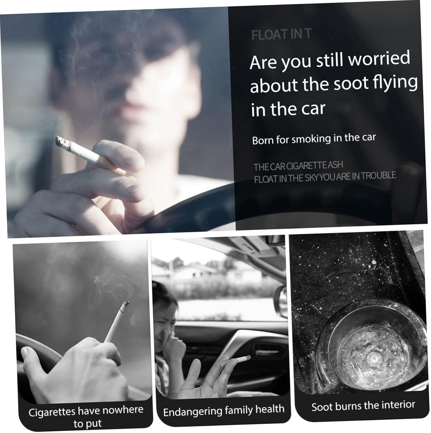 Car Ashtray for Ford F-150/F150 2015 2016 2017 2018 2019 2020 2021 2022 2023 2024, 2 Pieces Portable Ashtray with Flip Lid LED Light Aluminum Alloy Large Capacity Ash Can Interior Accessories