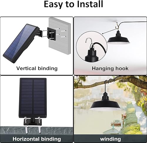 Miniatura 5 de Luces colgantes LED solares con control remoto (paquete de 2), panel solar ajustable y cable de 16.4 pies, impermeable IP65 para uso en exteriores e
