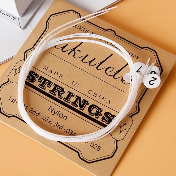 2 Sets Nylon Ukulele Strings with 4 Felt Picks Replacement Ukulele Strings Universal Classical Ukulele Musical Instrument Accessories for Soprano and Concert Ukes（White）