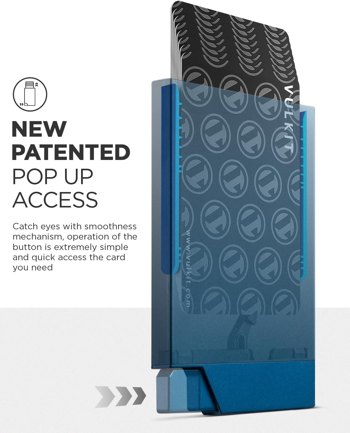 VULKIT Pop up Card Holder Minimalist Credit Card Holder RFID Blocking Slim Metal Card Case for Men or Women (Navy) - Image 3