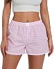 Y2K Boxer Shorts Women Plaid Striped Print Gingham Lounge Pajama Low Elastic Waist Sleeping Micro Short Pj Pants