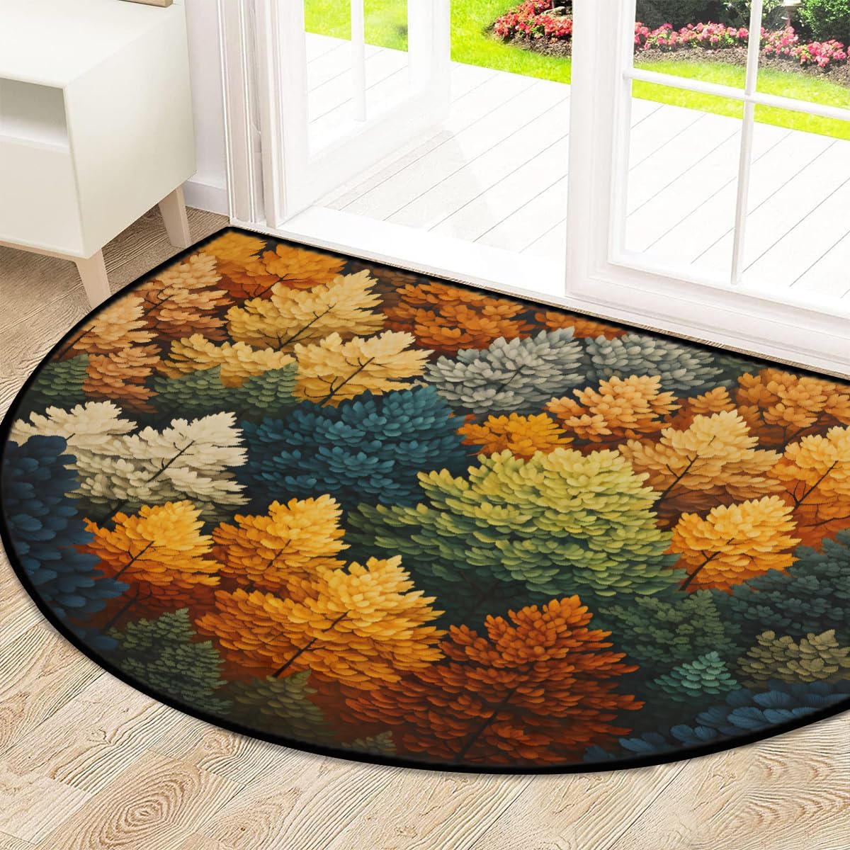 Mexpekil Paillasson demi-lune en demi-lune pour intérieur et extérieur - Tapis de sol antidérapant - Lavable - Absorbant la saleté - 100 x 160 cm