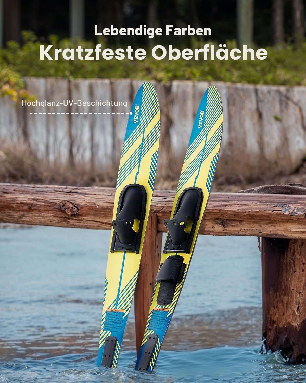 VEVOR Wasserski (1702 mm) mit X-9 verstellbaren Hufeisenbindungen & gepolsterter hinterer Zehenplatte, Hochglanz-UV-Beschichtung, Wasserski-Kombination für Erwachsene bis 136 kg