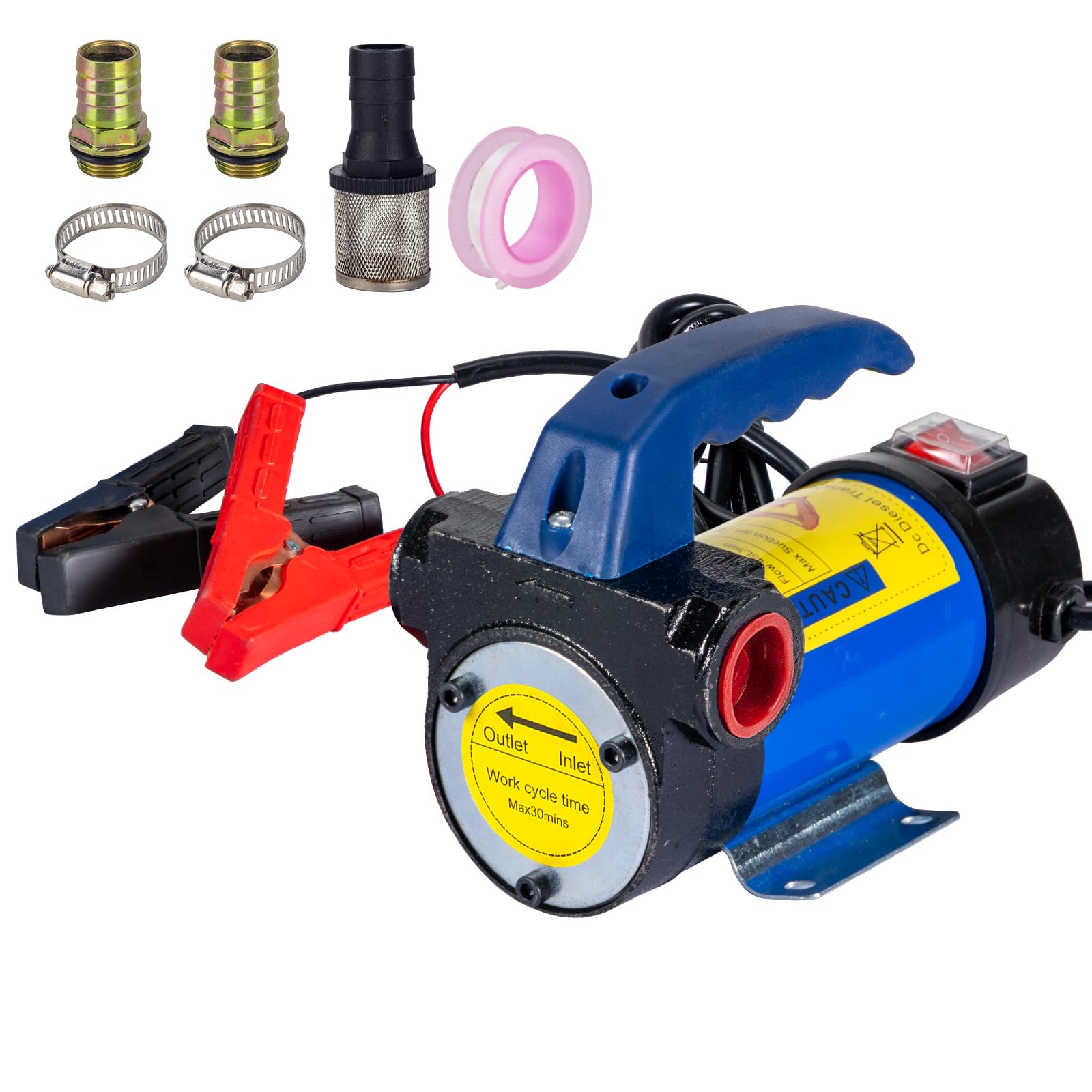Pompa di trasferimento diesel 12V 260W Pompa di trasferimento del carburante elettrica 45L/Min Pompa di aspirazione dell'olio con motore in rame per il trasferimento di diesel, cherosene