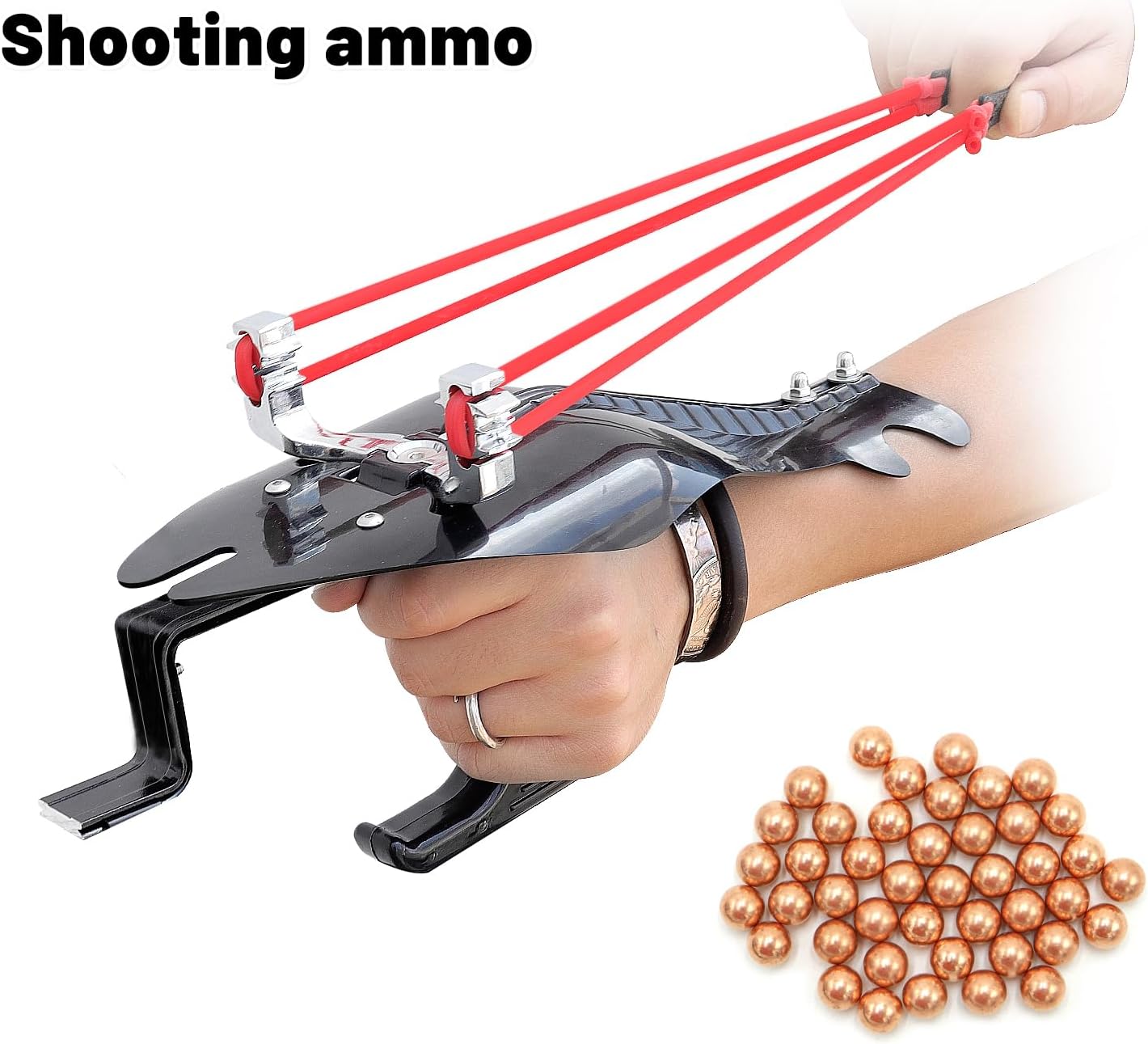 OBTOUTDOOR Powerful Slingshots for Hunting Fishing Slingshot with Rubber Bands Fishing Reel and Fishing Darts Catapult Slingshots for Fishing