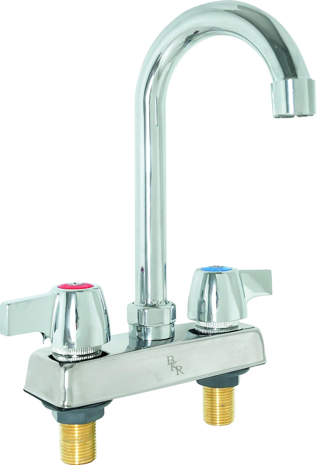 BK Resources BKD-5G-G Workforce Standard Duty 4" On Center Deck Mount Gooseneck Faucet with 5" Spout