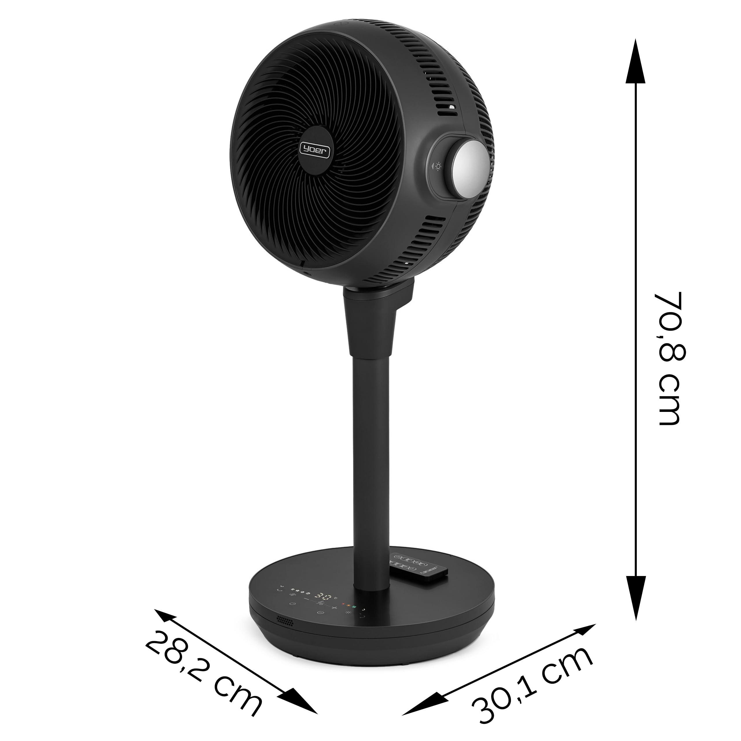 YOER Ventilator 2in1 Kühlen & Heizen, 10 m Wurfweite, Heizlüfter Standventilator leise mit Fernbedienung, 5 Kühlmodi, 12h Timer, 3D Oszillation, CosmoBlaze FH05G, grau