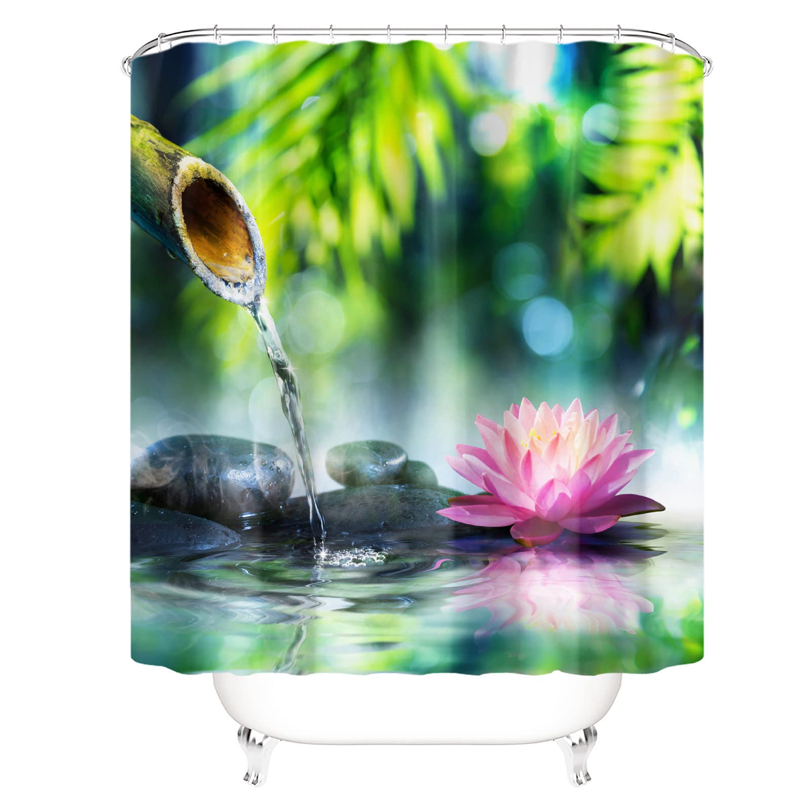 OCEUMACO Zen Duschvorhang - 120x180cm Anti Schimmel Mit Kieselstein-Motiv