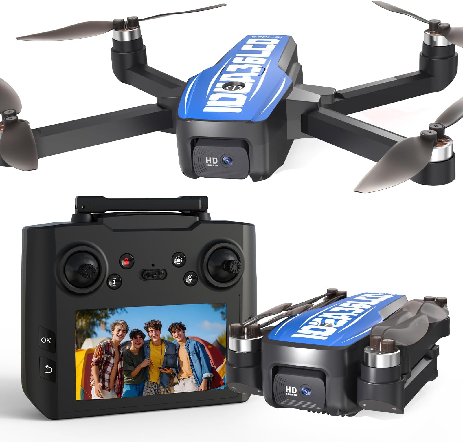 LE-IDEA GPS Drones with Camera for Adults 4k Professional, IDEA36LCD Drones with 4.5-inch LCD Screen Brushless Motor, Auto Return, Follow Me, One Key Start, Foldable RC Quadcopter for Beginners