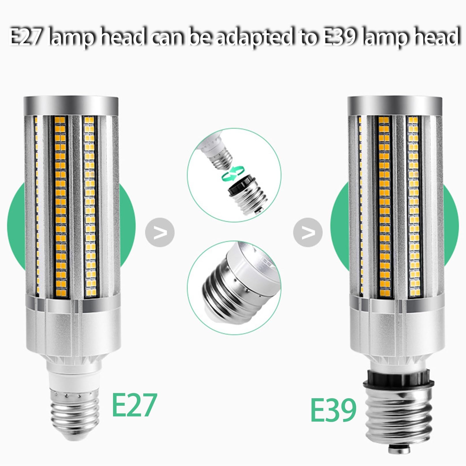 Lampadina LED A Mais 7200 Lumen 3000K/6000K 60W Ampia Area Luce Diurna Fredda Bianco E27 Base Media for Garage Magazzino Officina di Fabbrica (Color : Cold White, Size : 60w)