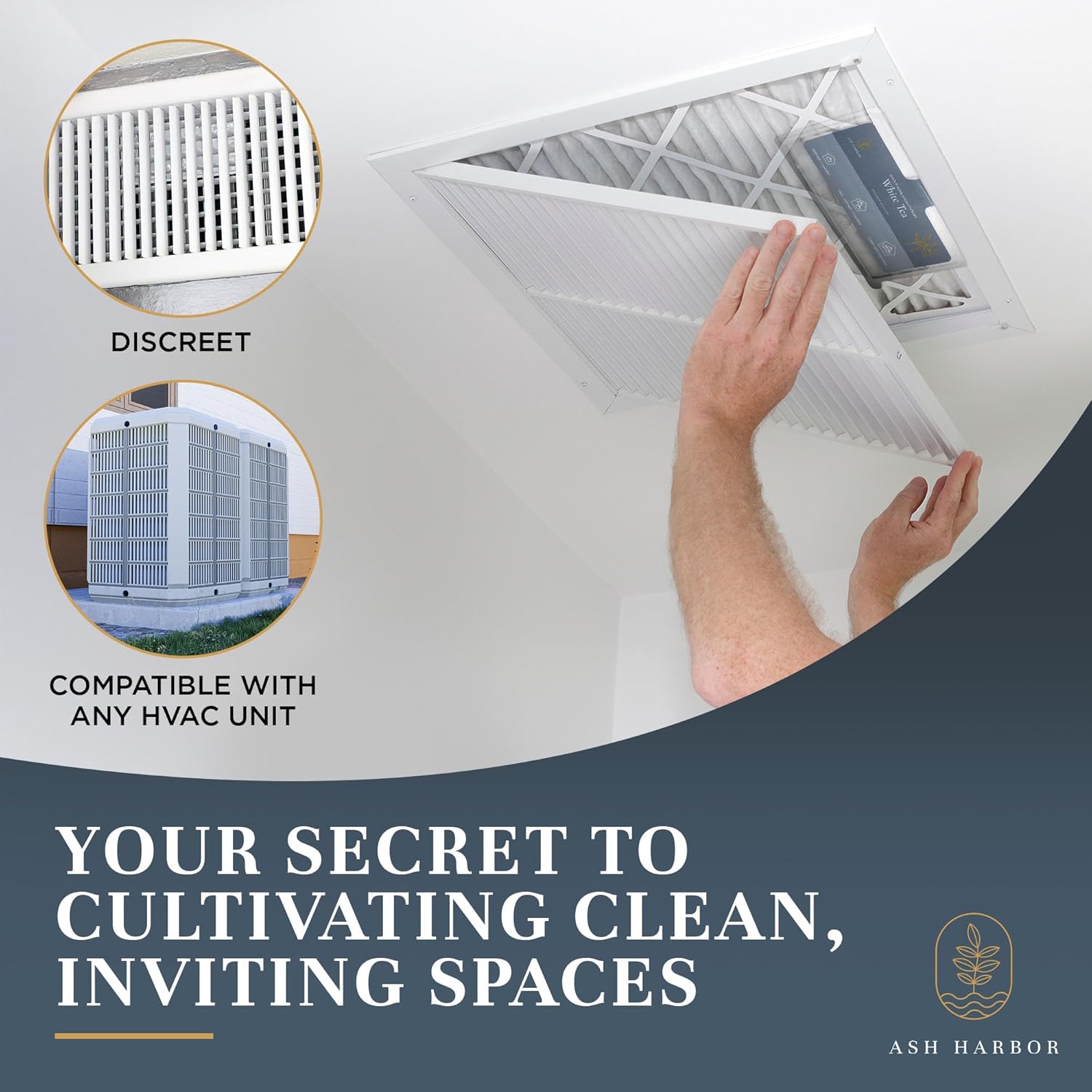 White Tea Whole Home Air Freshener System - Whole House Air Freshener for HVAC Filter - Scented Filters for Home - HVAC Duct Odor Eliminator - Filter Fresh 6 Pack by Ash Harbor