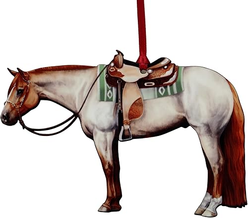 Western Quarter Horse Christmas Ornament Decoration Gift for Horse Woman (Red Roan)