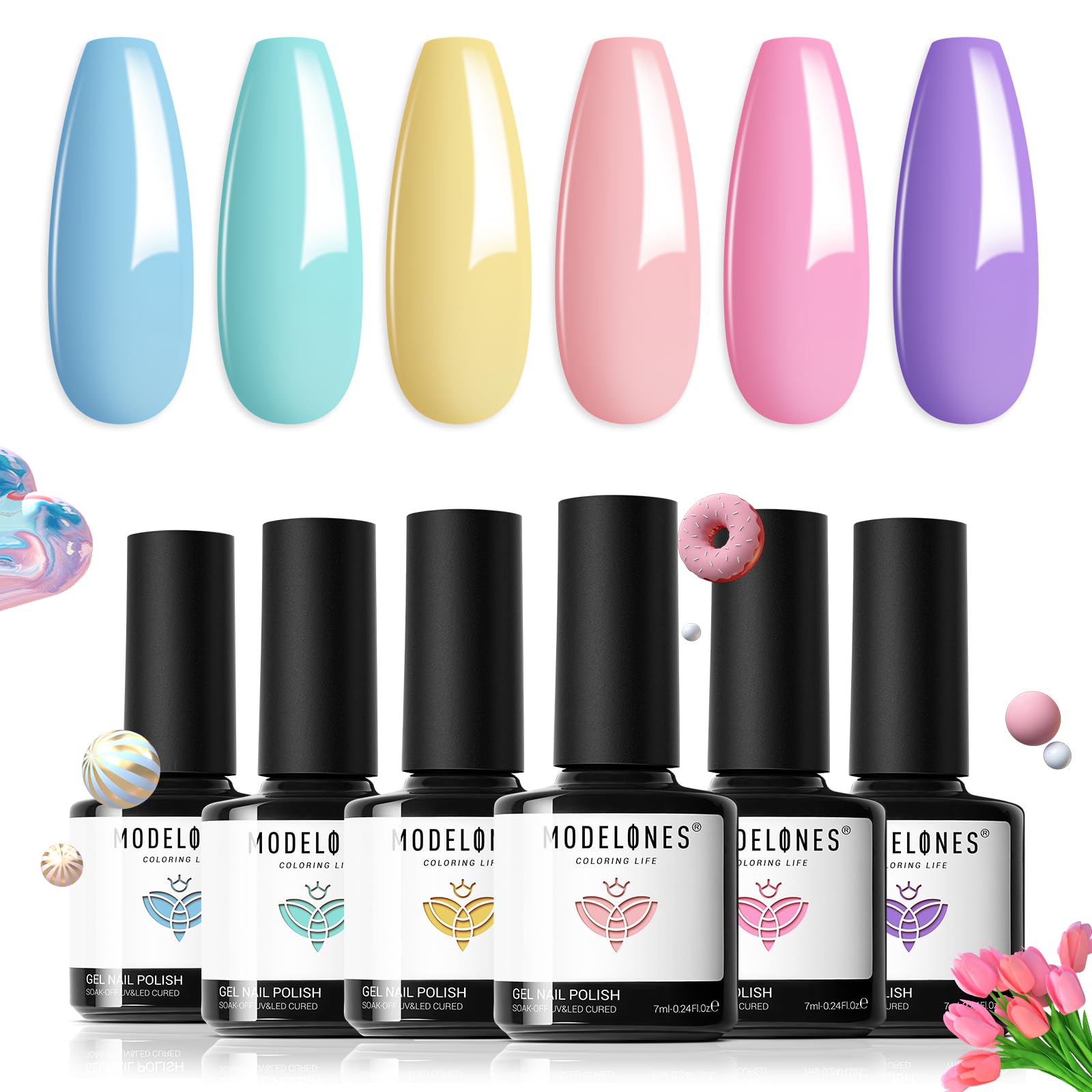 Modelones UV Nagellack,Gel Nagellack UV 6 Chamäleon Farben,Glitzer Grün Blau Lila Soak Off Nail Polish French Manicure DIY zu Hause Geschenke