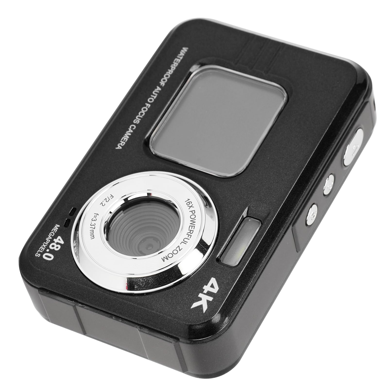 Cámara subacuática 4K de con 48 MP automático, pantalla, agua de 11 pies para esnórquel y emocionante al aire libre S (negro)