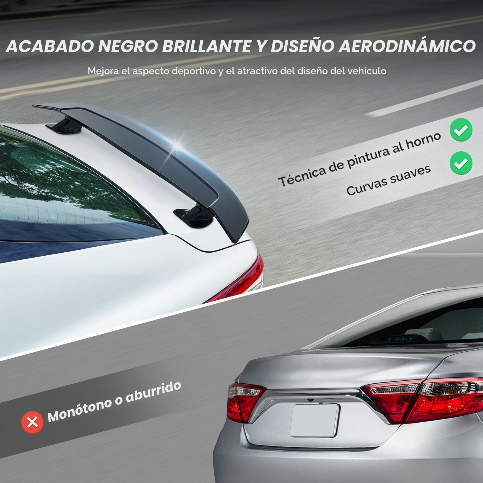 VEVOR Alerón de Coche, Alerón Universal de 1175 x 235 x 125 mm, Compatible con la Mayoría de los Sedanes y Cupés, Material ABS de Alta Resistencia, Alerón Trasero de Coche de Color Negro Brillante
