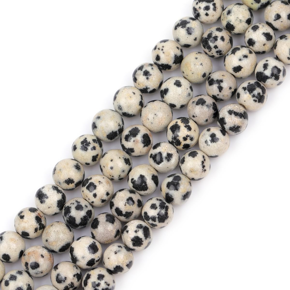 GEM-Inside Natural 6mm Dalmatian Jasper Round Gemstone Semi Precious Loose Beads for Jewellery Making 15'' โ image 1