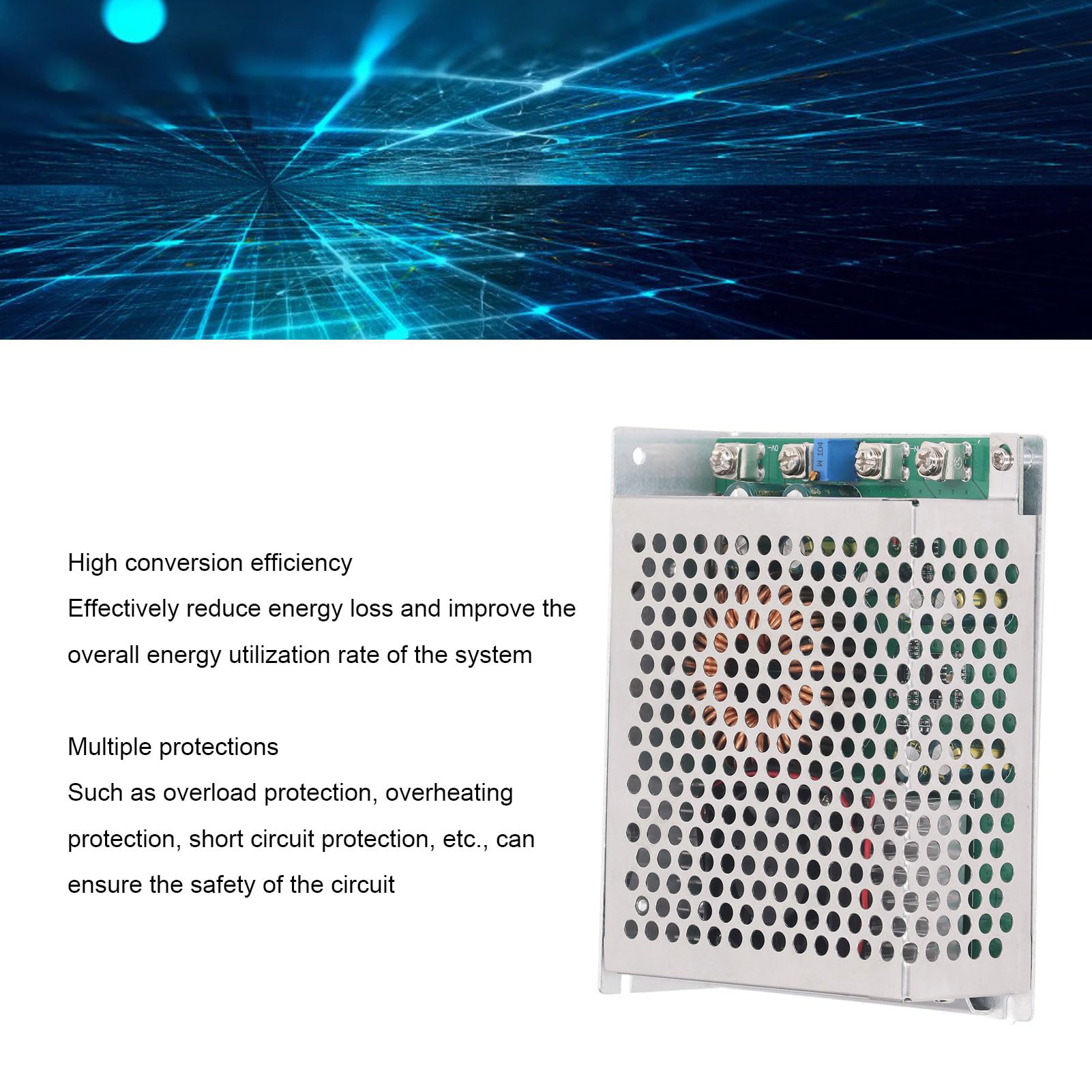 DC-zu-DC-Abwärtsmodul, 50 A, 1000 W, DC25-90V-Eingang, Einstellbares Spannungsregler-Konvertermodul mit Lüfter, DC2,5-50V-Ausgang