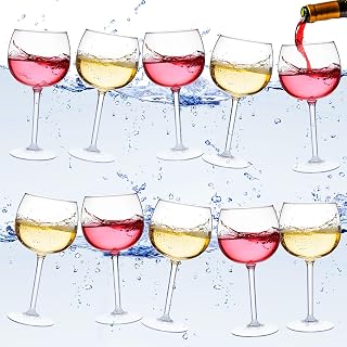 10 Pack Floating Wine Glasses for Pool 18 oz Unbreakable Wine Glasses with Stem Plastic Floating Cup Pool Reusable Stemware Shatterproof Wine Glasses for Indoor Outdoor Poolside Beach Supplies