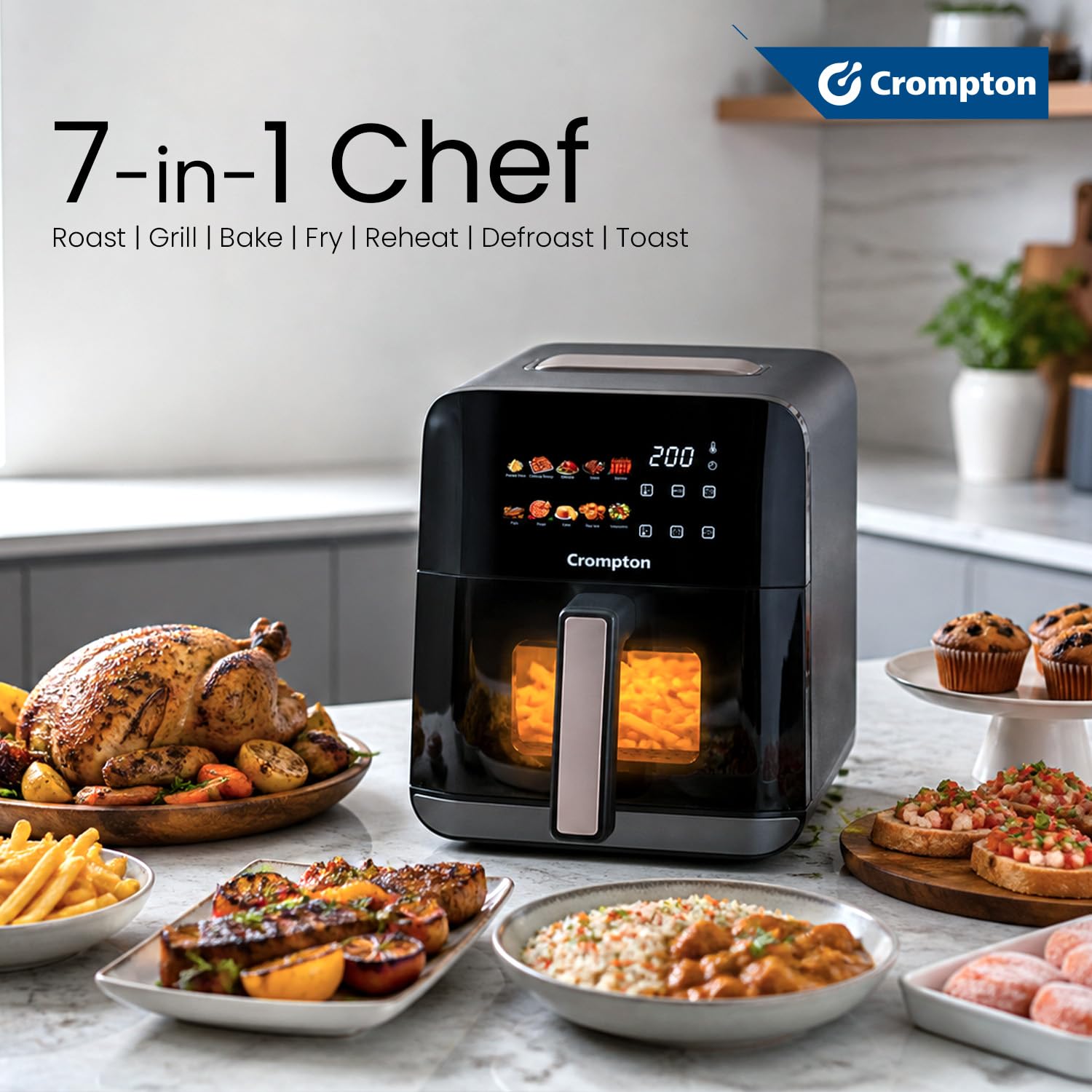 Crompton Ameo Edge Air Fryer - 5L Digital -6