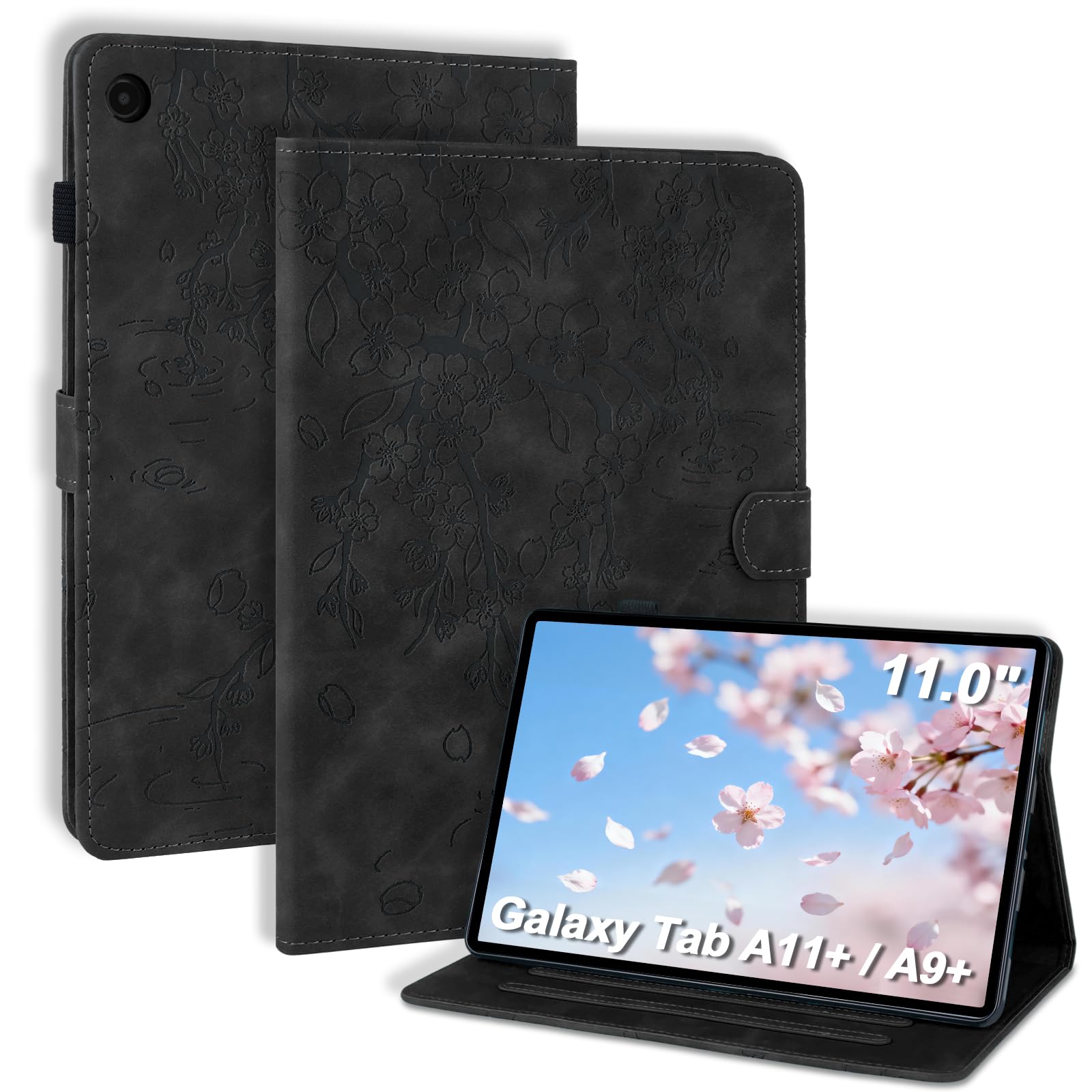 LSPCASA Hülle für Samsung Galaxy Tab A11+ /A11 Plus 11 Zoll 2025 SM-X230 SM-X235 SM-X236B Folio Flip PU Leder Schutzhülle mit Stifthalter und Standfunktion Tablet Hülle Schwarz