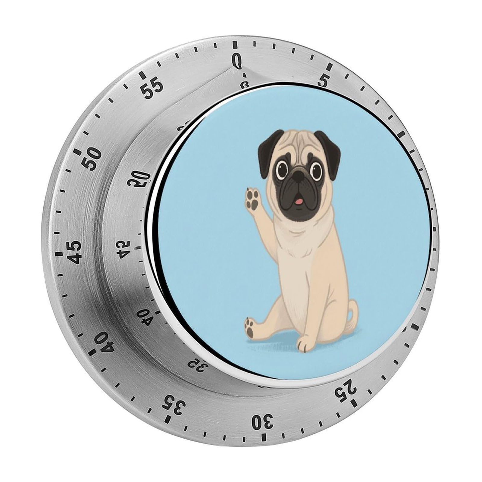 Pug Timers Kitchen Chef Cooking Timers Portable Countdown Alarm Loud Countdown Clock Waterproof Stainless Steel Timer Compact 60-Minute Mechanical Timer Daily Use