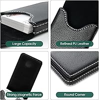 Vista 3 de Tarjetero de cuero para hombres o mujeres, estuche grande para tarjetas de crédito, cartera de cuero con cierre magnético, capacidad para 25