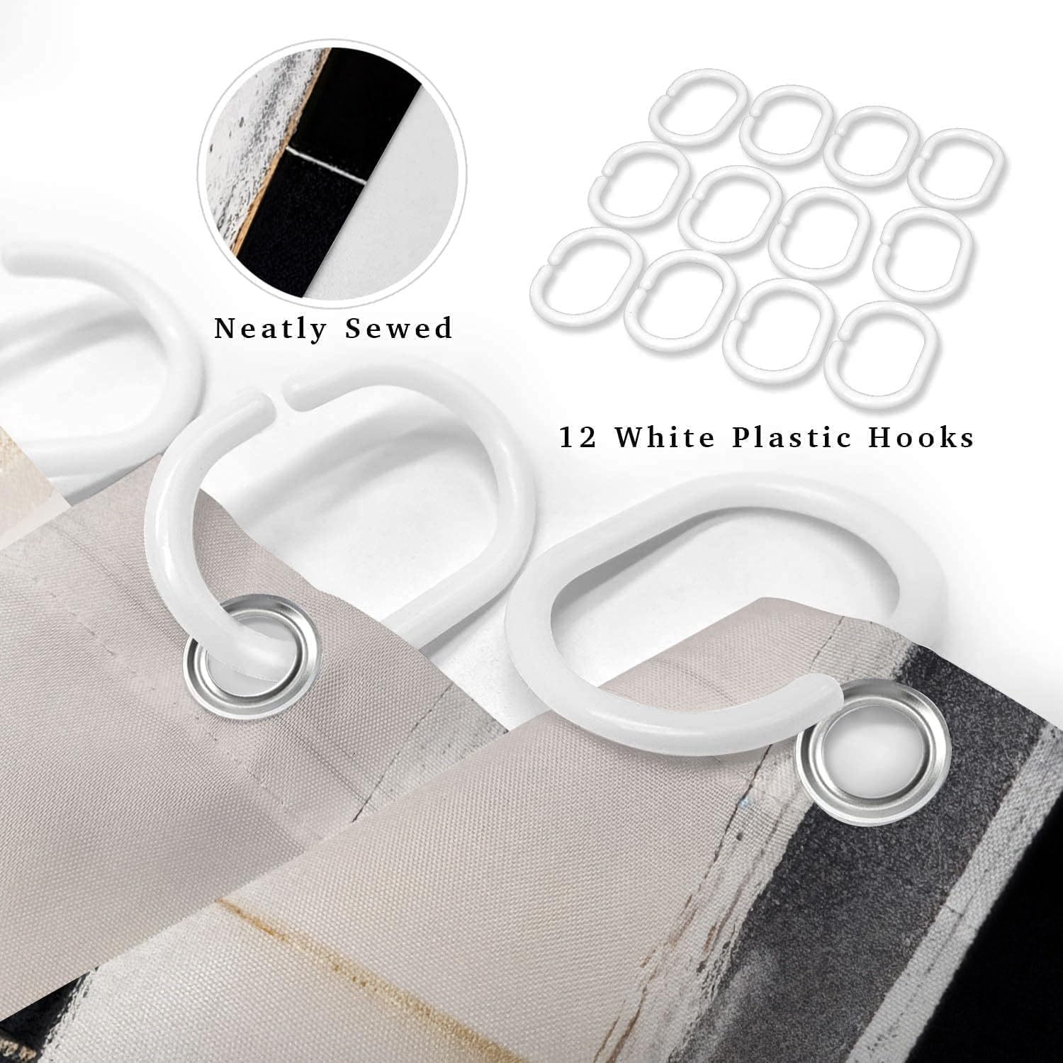 Black and Gold Abstract Shower Curtain, Boho Modern Aesthetic Shower Curtain Set, Beige Cream Brown Oil Painting Neutral Art Shower Curtain for Bathroom Fabric with 12PCS Hooks, 72X78IN Artistic