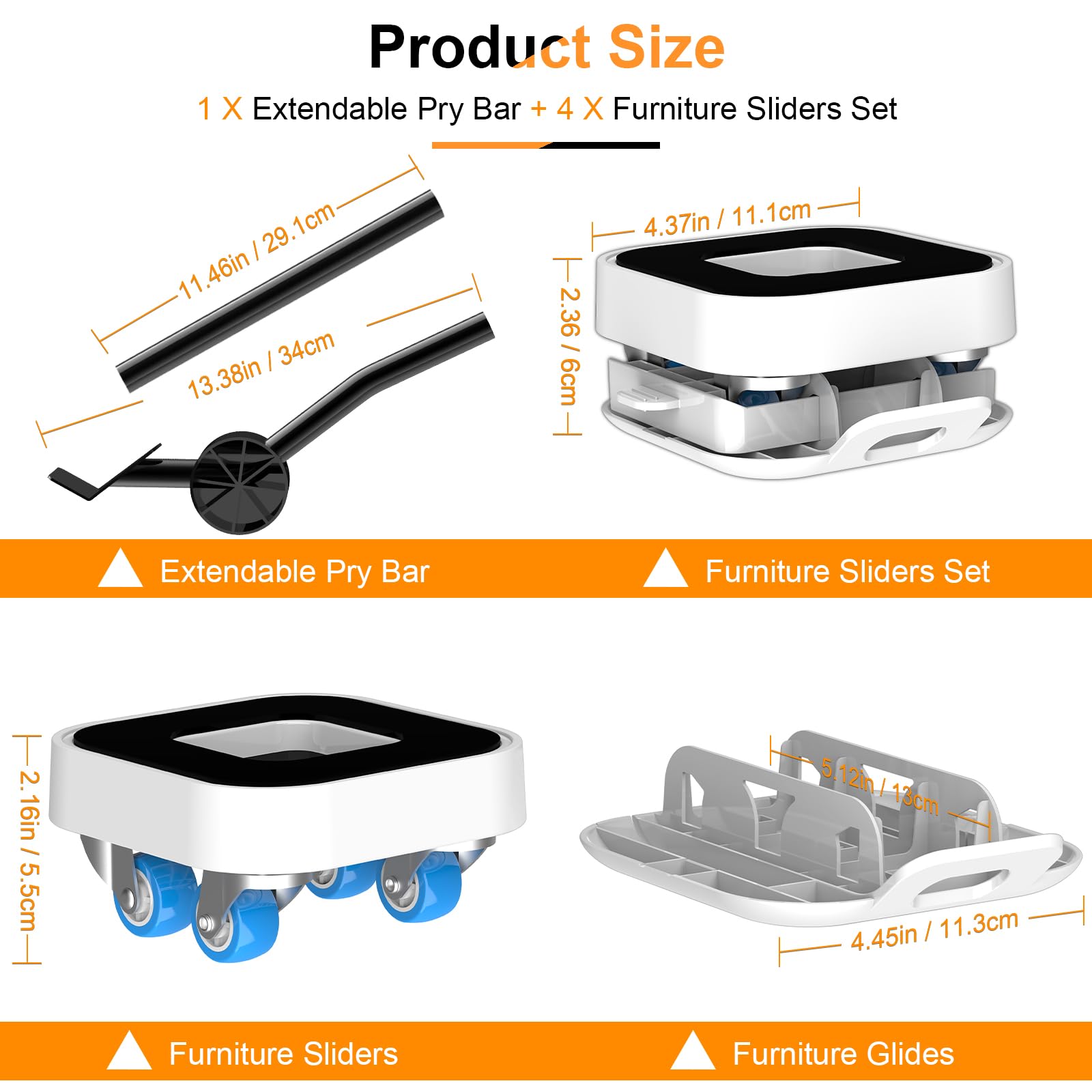 NIUXX Furniture Mover Slider for Carpet & Hard Floor, Heavy Duty Furniture Slider Dolly with 360° Rotating Wheels & Lifter - Image 2