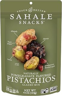 Sahale Snacks Pomegranate Pistachio Glazed Mix - Moroccan Pistachios, Almonds, Cherries 4oz Packs (6 Count) Gluten-Free Non-GMO