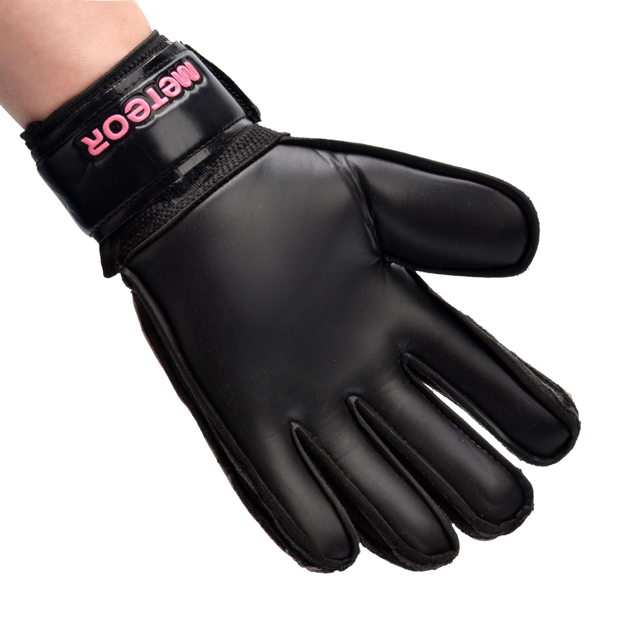 meteor Catch goalkeeper gloves, Goalkeeping gloves Flat Cut, EVA Foam Padding, Strong Grip in Wet & Dry Conditions - Image 3