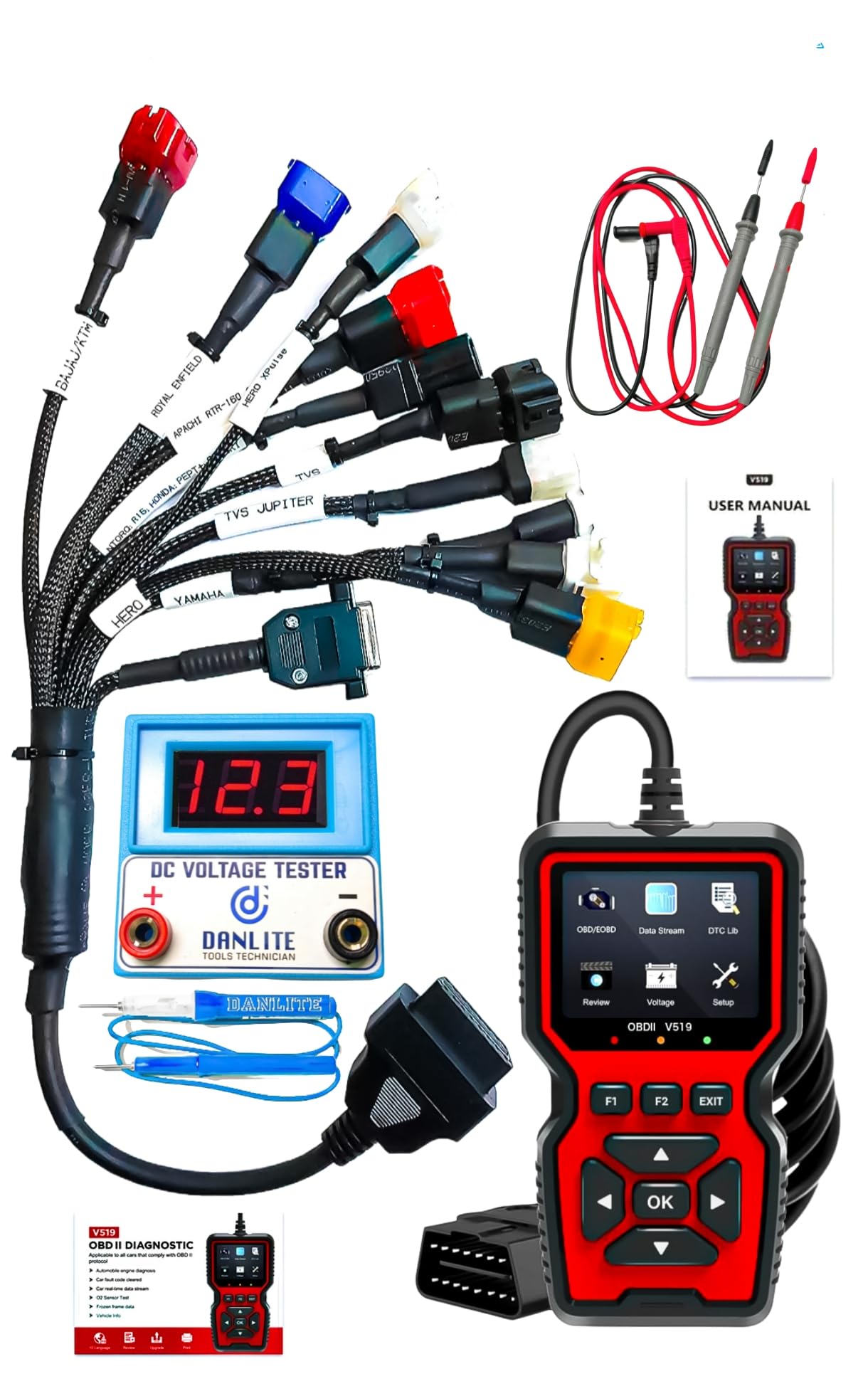 Bs6 Bike Scanning Cable With V519 OBD-II Scanner Fast Connectivity Full Combo Kit-image-30