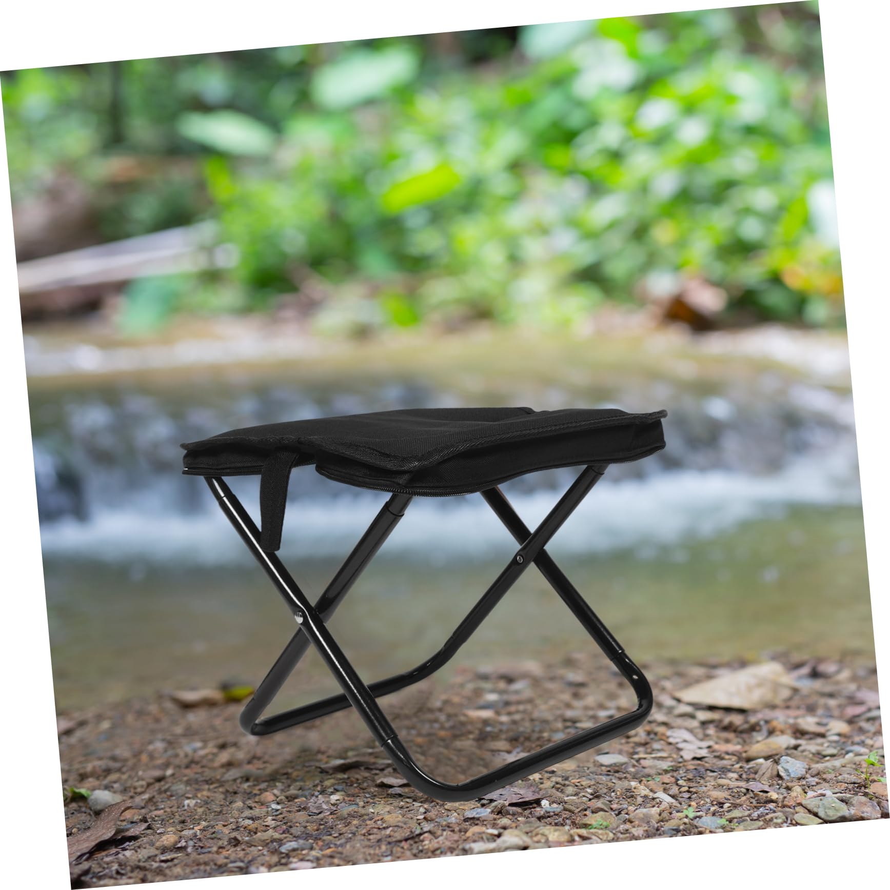Toddmomy Sgabello Pieghevole da Campeggio Nero Oxford e Tubo D'acciaio, Sedia Portatile Robusta e Versatile Borsa a Zip per Picnic e Barbecue All'aperto