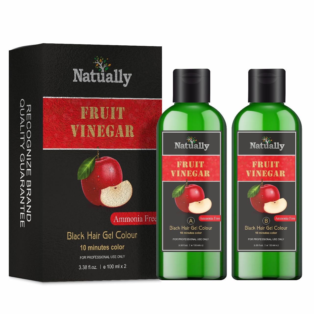NATUALLY Fruit Vinegar Black Gel Hair Color for Men & Women | Ammonia-Free | 10-Minute Quick Color | 100ml Each (Pack of 2, Total 200ml)-image-18