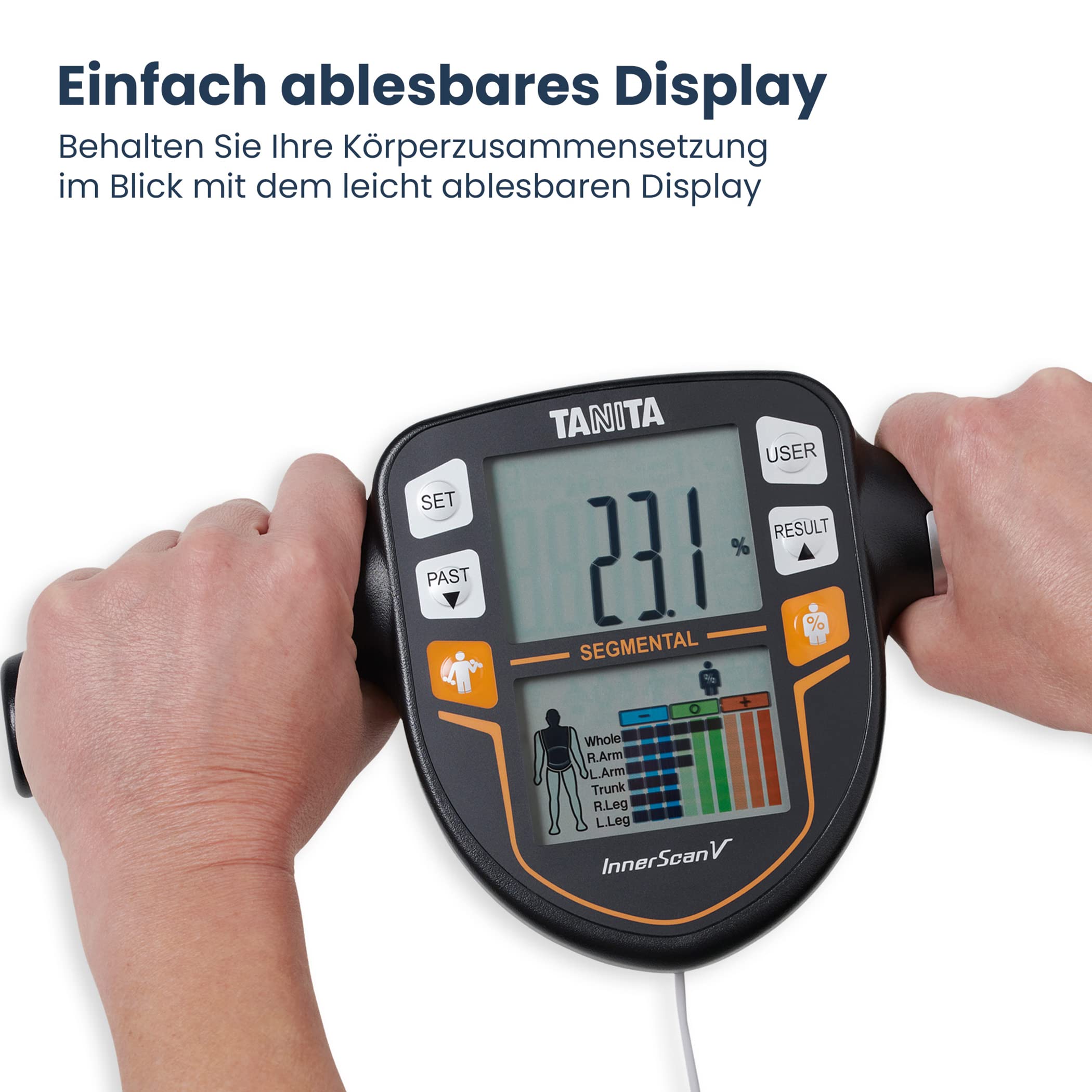 TANITA BC-545N Segment-Körperzusammensetzungswaage On Screen Messwerte pro Körperteil 10 Messungen Silber | 1er pack